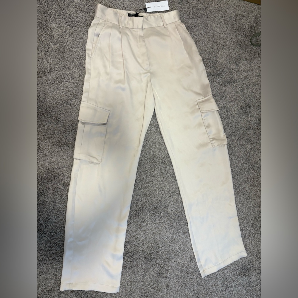Dynamite off white Satin cargo pants